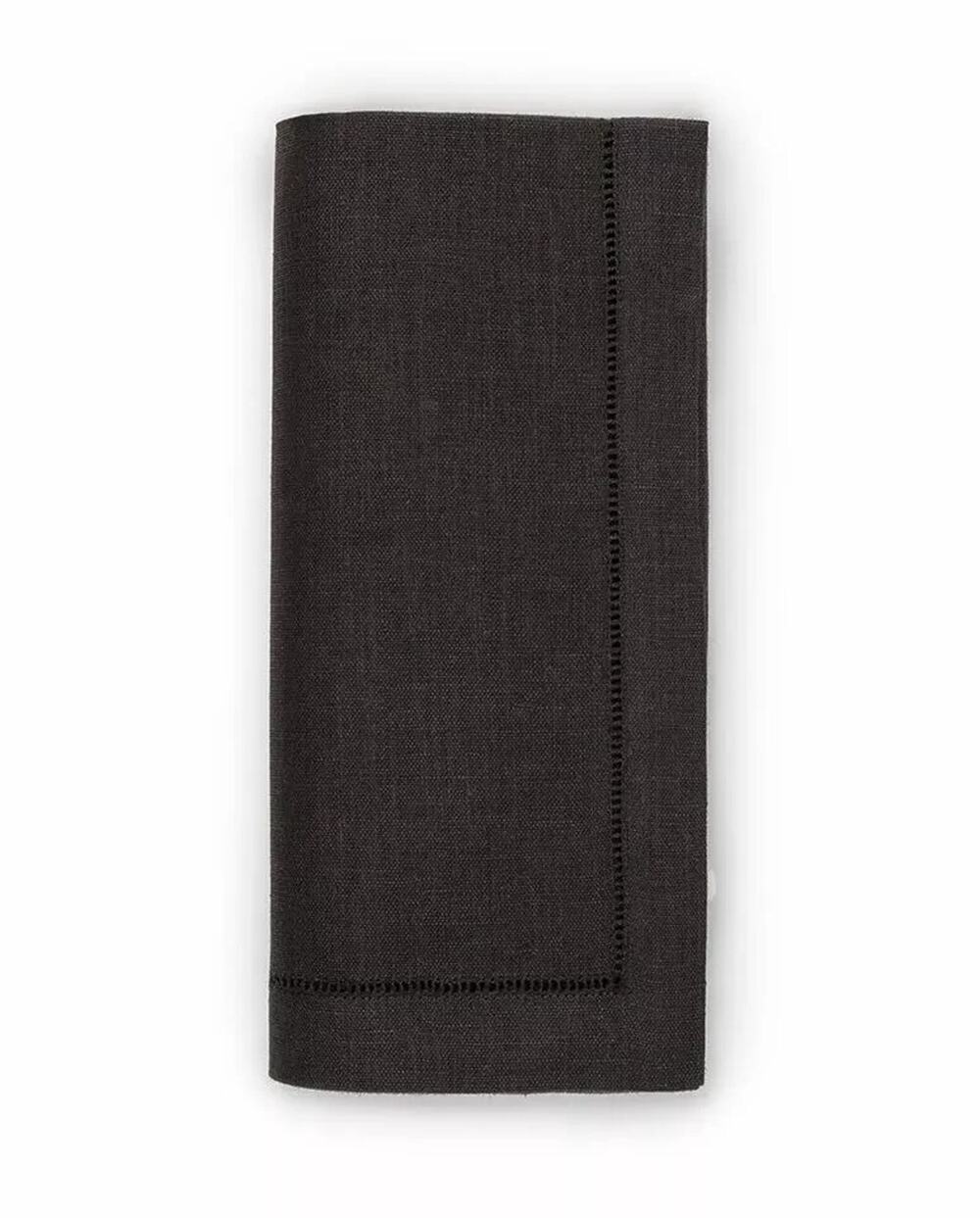 Sferra Festival Linen Placemats Set of 4 Black Hemstitched 14x20 NWT